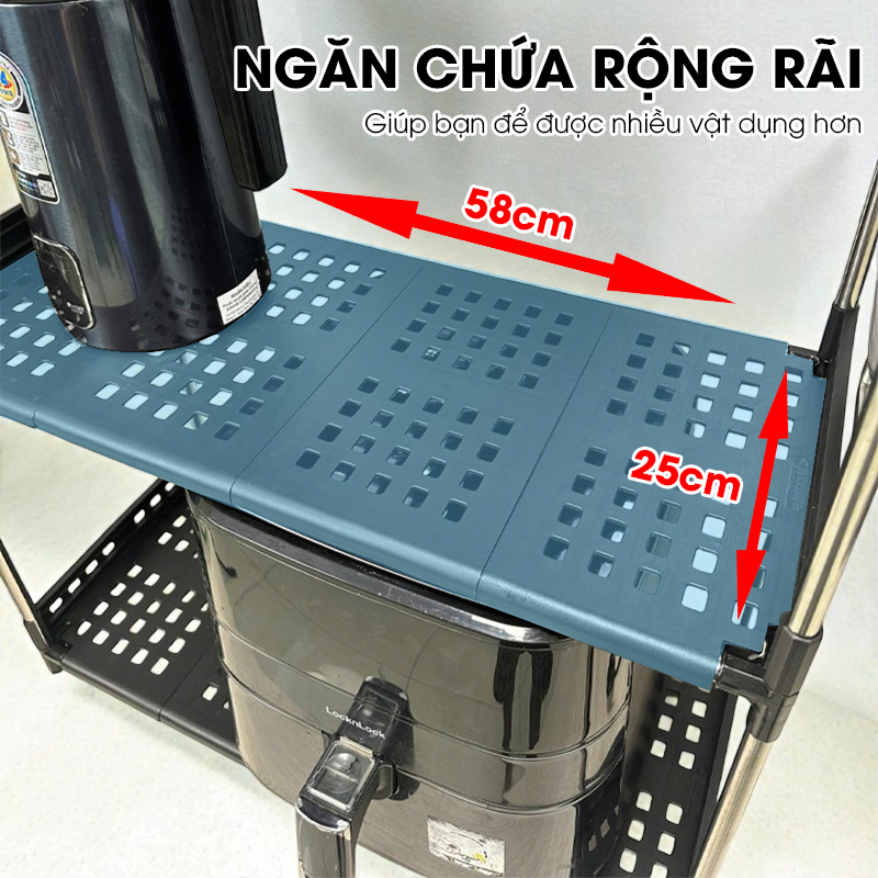 Kệ nhà bếp, kệ để đồ gia dụng nồi cơm điện, lò vi sóng, nồi chiên không dầu LD-3642, khung inox không rỉ chịu tải lớn