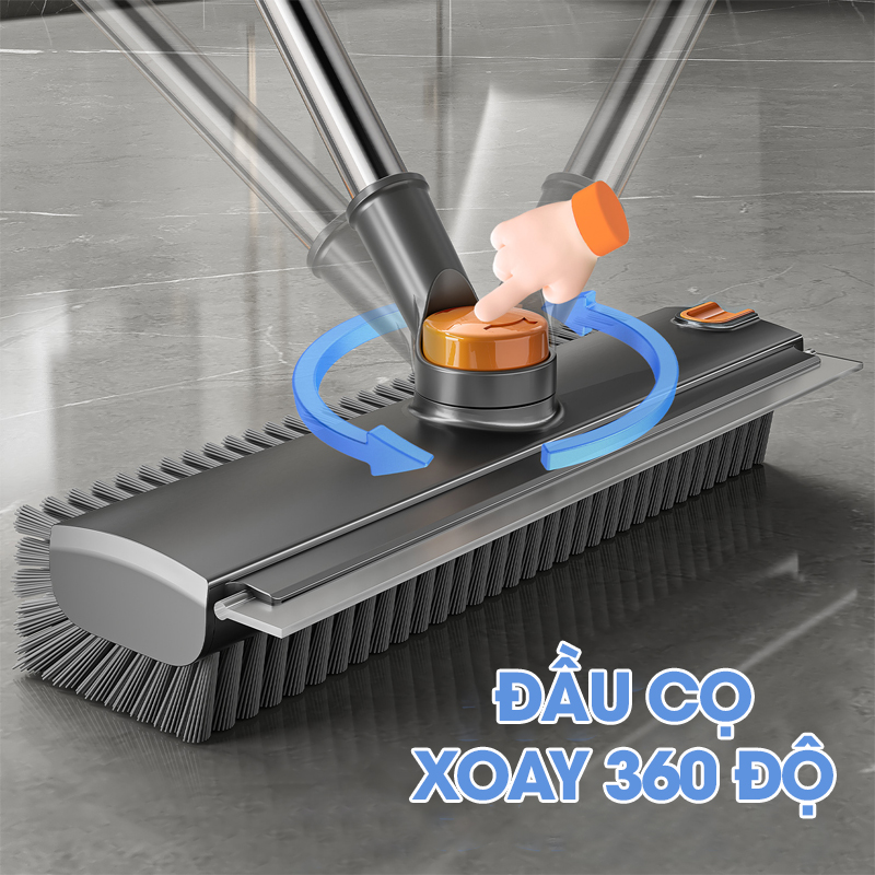 Cây chà sàn C16, chổi chà cọ sàn và gạt nước 2 trong 1, phiên bản nâng cấp với mặt bàn chải mở rộng chữ V chà mọi góc nghách