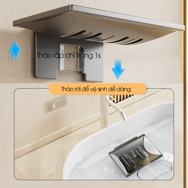 Khay đựng xà bông cục dán tường LD-1937 , khay đựng xà phòng có lỗ thoát nước thép carbon chống gỉ