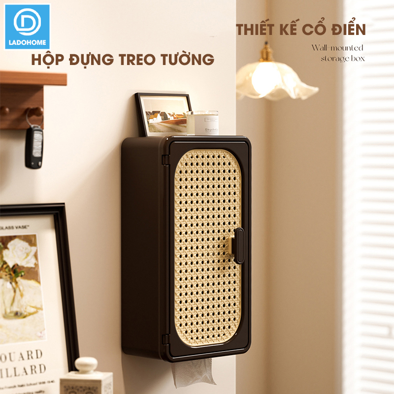 Hộp đựng khăn giấy mỹ phẩm treo tường JLG2503 , loại lớn có ngăn chia