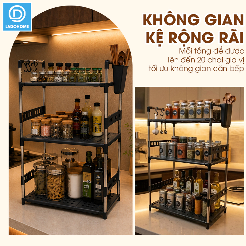 Kệ để gia vị nhà bếp khung inox chịu lực LD-3640