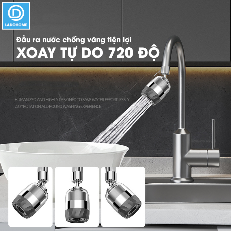 Đầu vòi lọc nước xoay 360 độ cho bồn rửa chén LV316 , lõi lọc bằng INOX 316 có lưới thép siêu mịn 2500 mắt lưới