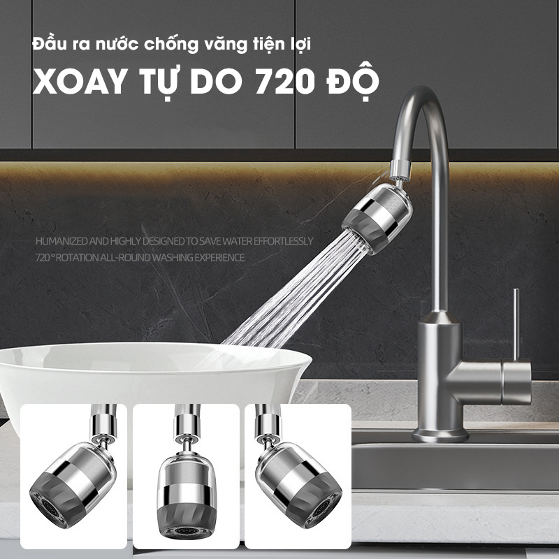 Đầu vòi lọc nước xoay 360 độ cho bồn rửa chén LV316 , lõi lọc bằng INOX 316 có lưới thép siêu mịn 2500 mắt lưới