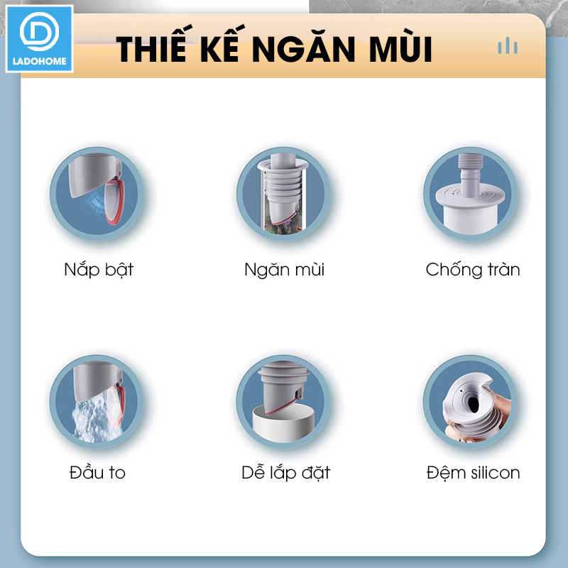 Thiết bị bịt kín ống thoát nước ngăn mùi SS15 cho nhà bếp, nhà vệ sinh, chống chảy ngược, chống con trùng, chống mùi