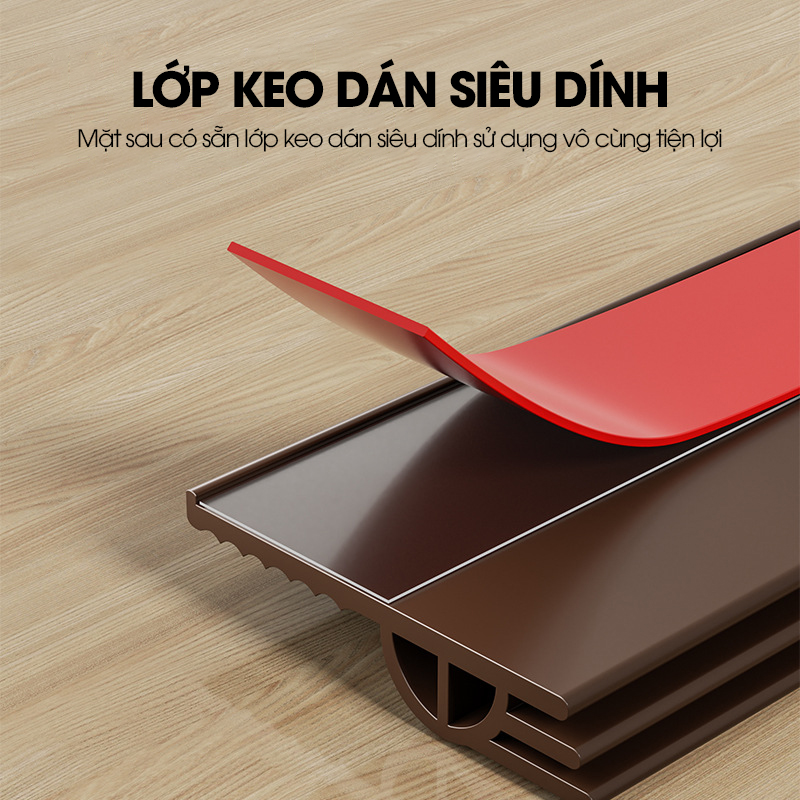 Ron chặn khe cửa dán một bên phiên bản nâng cấp 3 lớp giúp ngăn bụi gió và cách âm, tích hợp sẵn keo dán dể dàng lắp đặt