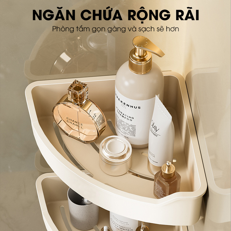 Kệ góc tường treo nhà tắm nhà bêp LD-6101, nhựa ABS siêu cứng cáp và bền bỉ