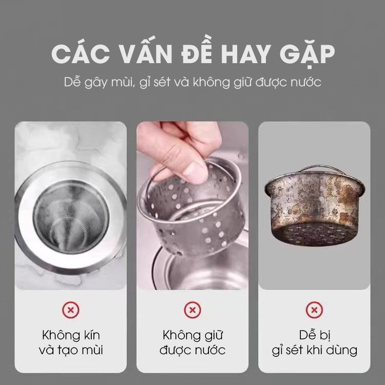 Bộ lọc thoát nước cho bồn rửa chén, nắp thoát chậu rửa nhà bếp LH-2504, chất liệu inox và đồng không rỉ cao cấp