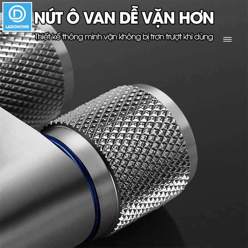 Bộ vòi xịt vệ sinh, toilet cao cấp LH-9424 thép không rỉ, lõi đồng + dây lò xo 2m, giá đỡ dán tường, van chia chữ H