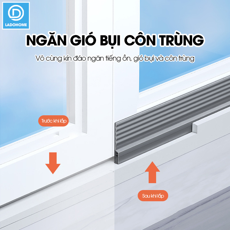 Chặn khe cửa sổ, cửa lùa, cửa sổ đường ray hoặc cửa đóng mở D1960 có sẵn keo dán giúp ngăn gió bụi, côn trùng và cách âm