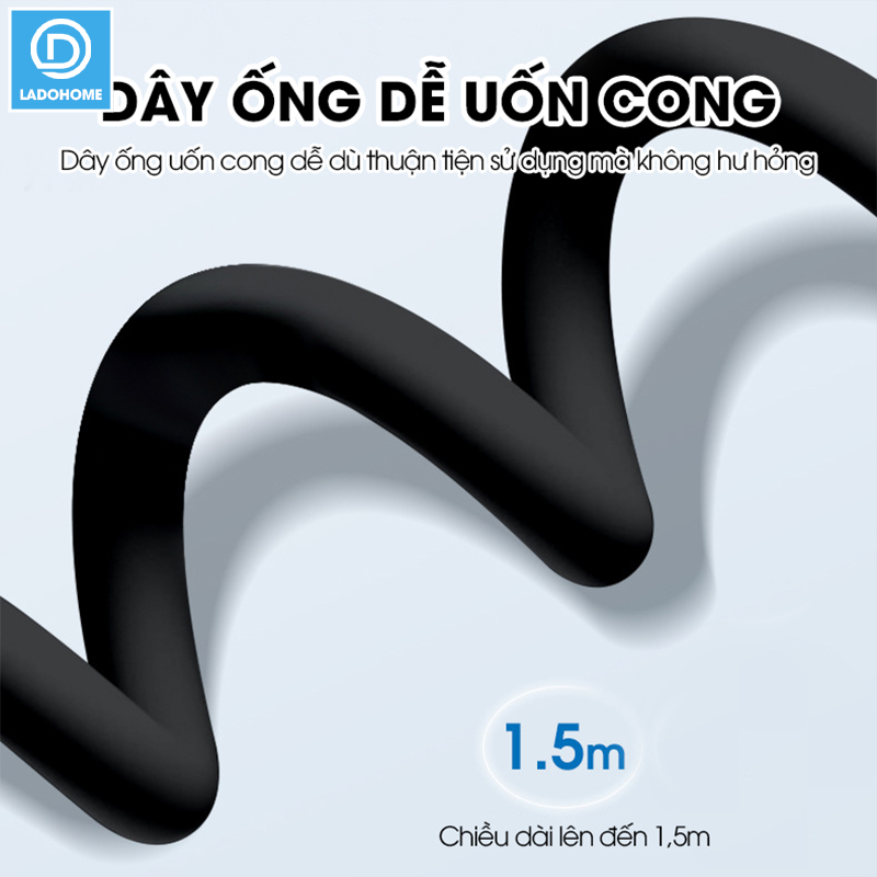Ống nước vòi sen 1.5m TPR Silicon dẻo dai siêu bền chống cháy sử dụng được nóng lạnh, đầu nối bằng đồng chống mòn