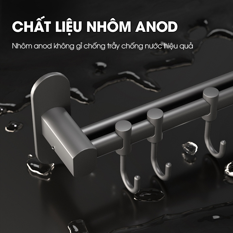 Móc treo nhà bếp đa năng có rảnh để dao và gác nắp nồi Nhôm Anod không rỉ RX08
