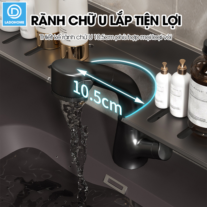 Kệ lắp bồn rửa mặt nhà tắm, giá để đồ trước gương LH-5588 Nhôm Anod không rỉ + tăng kèm keo dán + tắt kê ốc vít