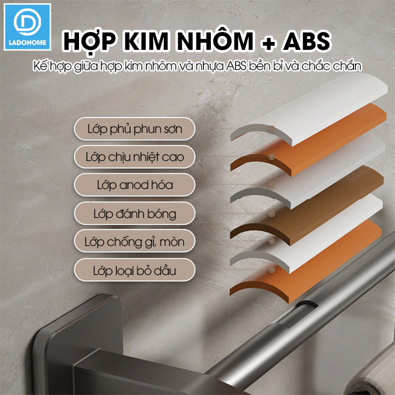 Giá treo khăn nhà tắm LD-5280 hợp kim nhôm không rỉ