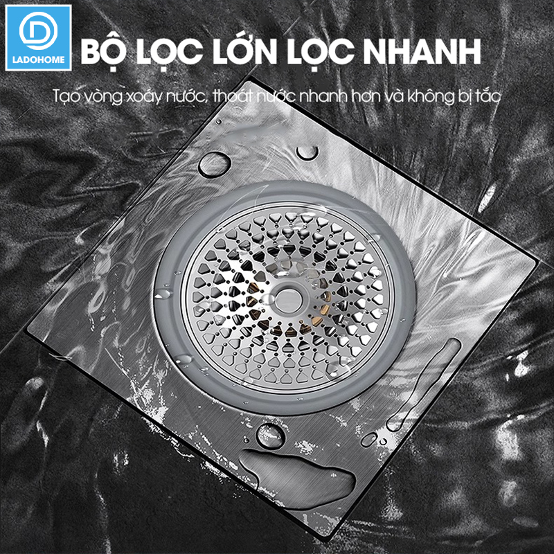 Nắp đậy cống thoát nước, thoát sàn một chiều ngăn mùi LD-2505 , chất liệu thép không rỉ + nhựa ABS