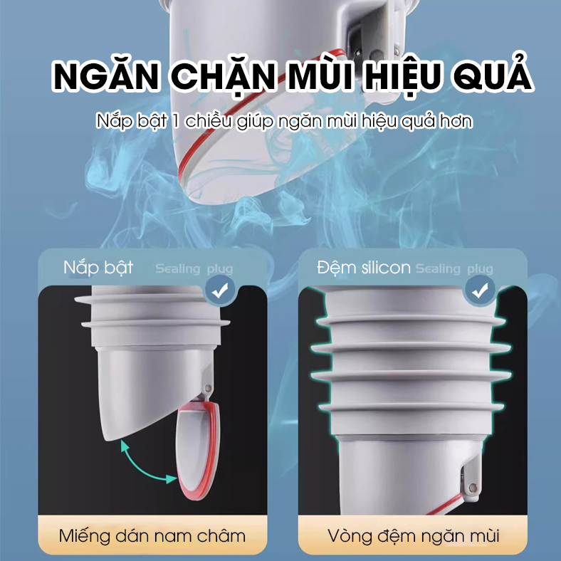 Thiết bị bịt kín ống thoát nước ngăn mùi SS15 cho nhà bếp, nhà vệ sinh, chống chảy ngược, chống con trùng, chống mùi