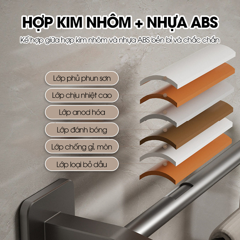 Giá treo khăn nhà tắm LD-5280 hợp kim nhôm không rỉ