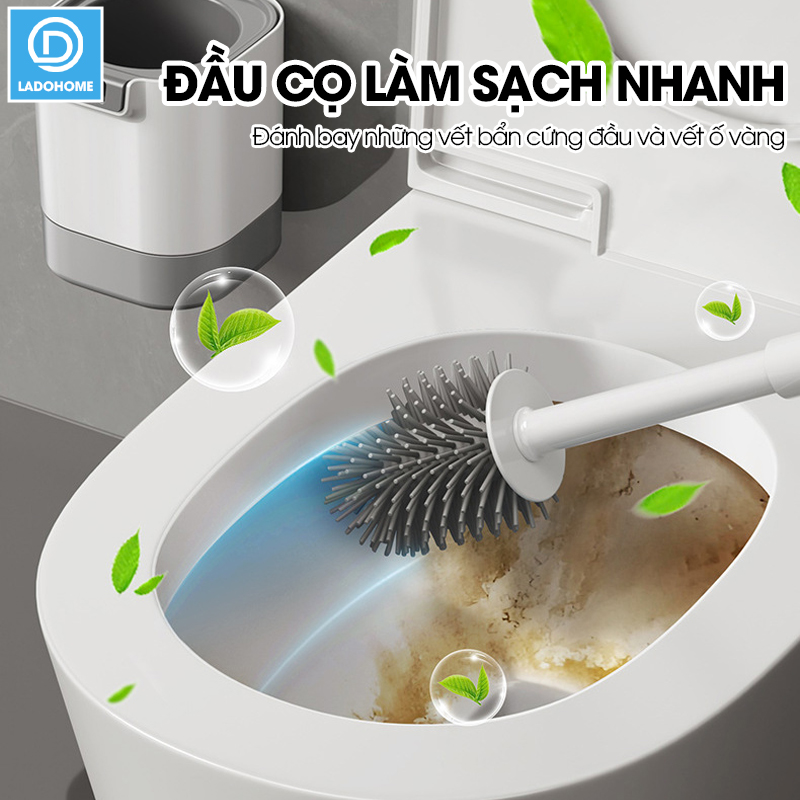 Cọ chà vệ sinh bồn cầu cán dài silicon gắn tường MT14 + tặng kèm kẹp gắp lông tóc