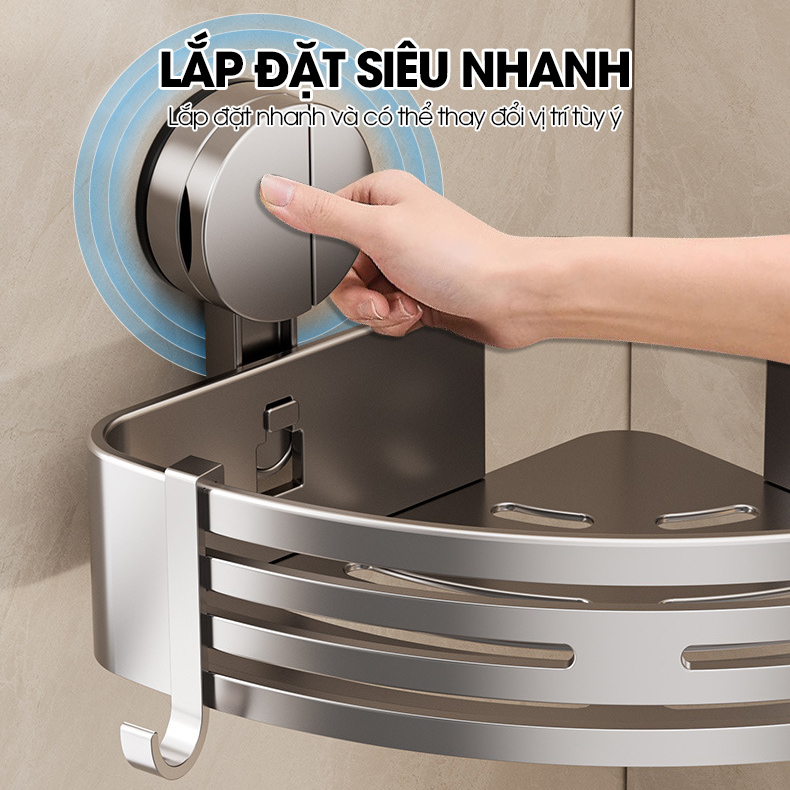 Kệ treo tường nhà tắm nhà bếp cốc hút chân không LD-6717 / LD-6719, nhôm anod không rỉ, không cần khoan đục
