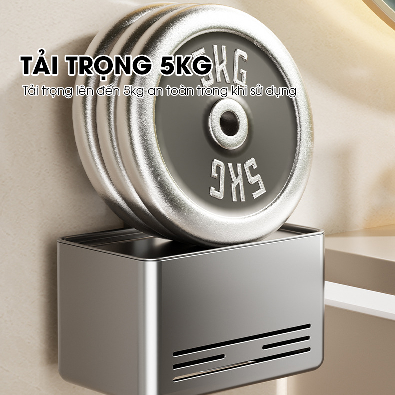 Hộp đựng giấy vệ sinh LD-5246 có cốc hút chân không gắn tường nhà tắm không cần khoán dán, nhôm anod + nhựa ABS