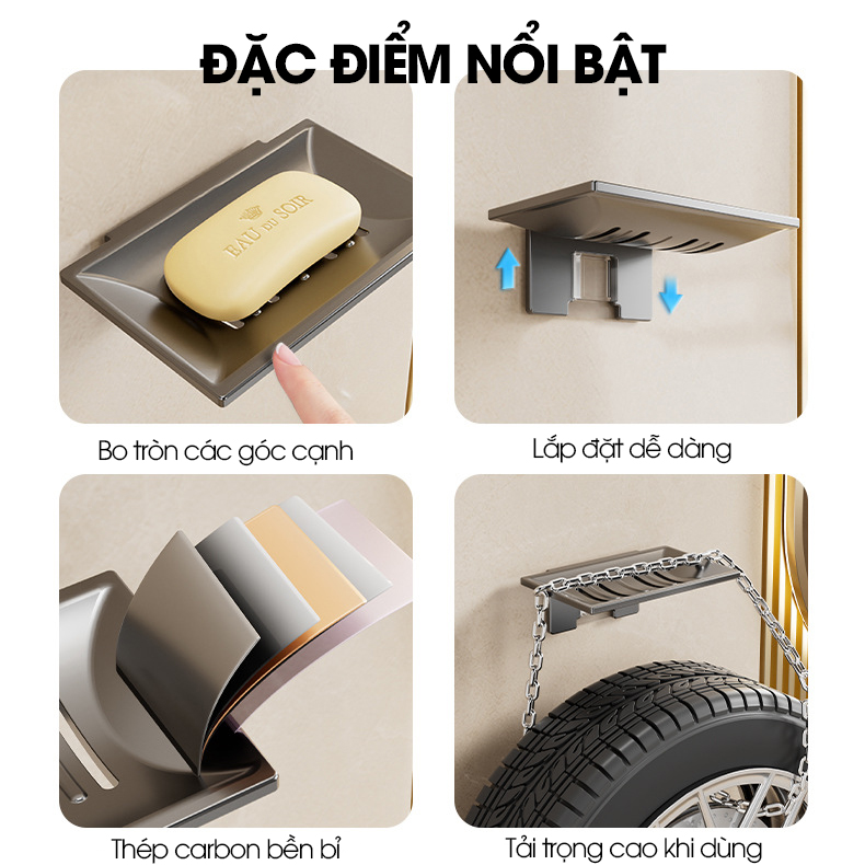 Khay đựng xà bông cục dán tường LD-1937 , khay đựng xà phòng có lỗ thoát nước thép carbon chống gỉ