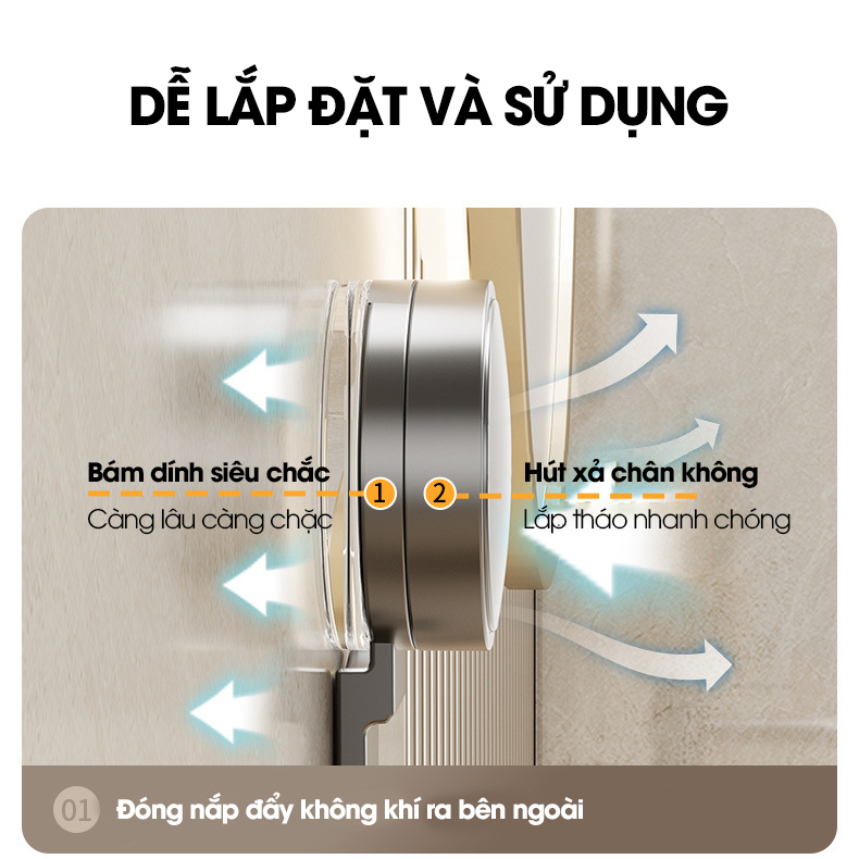 Kệ treo tường nhà tắm nhà bếp cốc hút chân không LD-6717 / LD-6719, nhôm anod không rỉ, không cần khoan đục