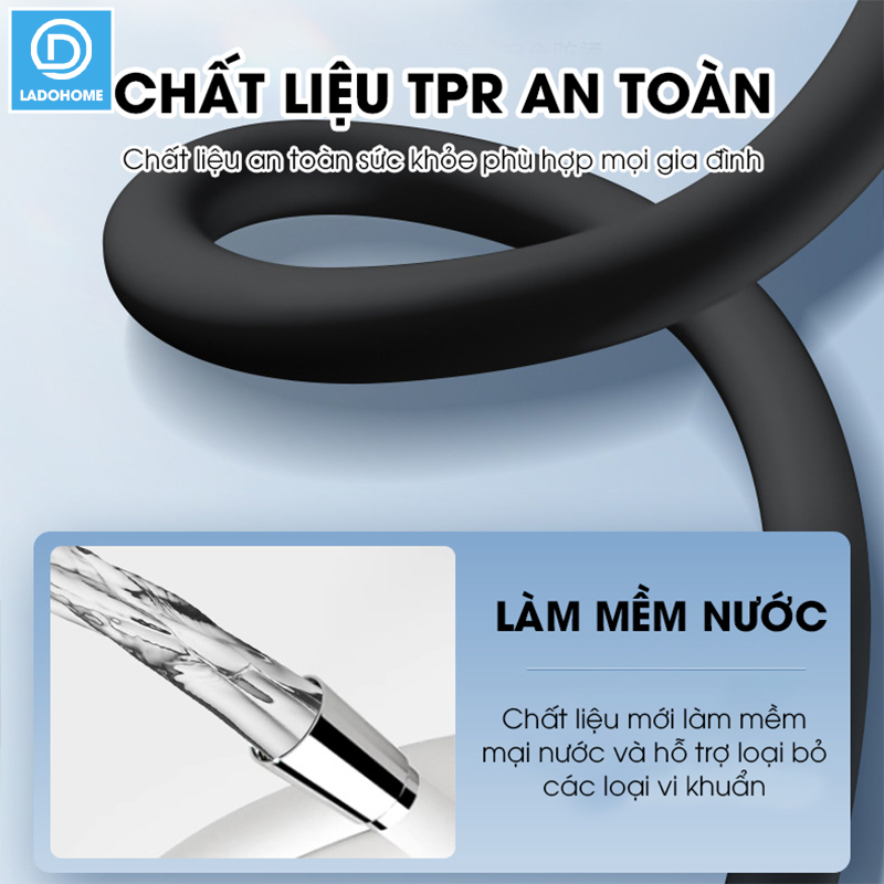 Ống nước vòi sen 1.5m TPR Silicon dẻo dai siêu bền chống cháy sử dụng được nóng lạnh, đầu nối bằng đồng chống mòn