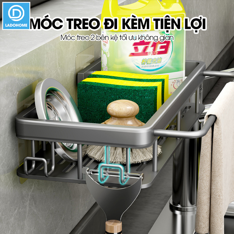Kệ treo bồn rửa chén, kệ để nước rửa chén giẻ rửa bát nhà bếp LH-2232 Nhôm Anod không rỉ