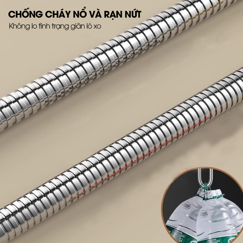 Ống nước vòi sen vòi vệ sinh lõi lớn, tăng lưu lượng nước gấp nhiều lần, dây bọc inox 304 và 2 đầu đai ốc bằng đồng