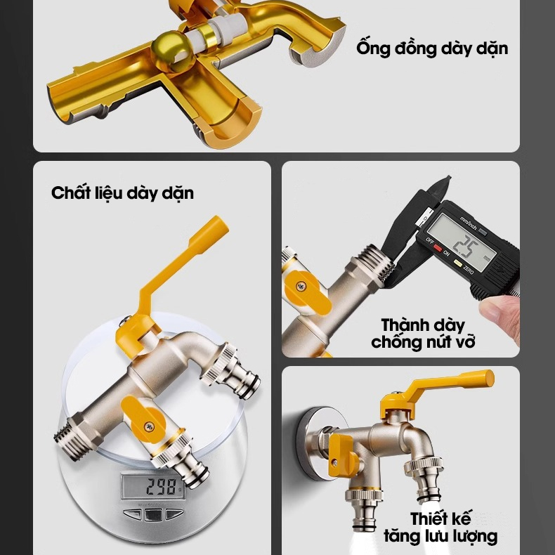 Vòi nước xả lưu lượng lớn cao cấp LD-9101, vòi xả hồ, vòi cho máy giặt, vòi nước ngoài trời sân vườn lõi to (Ren 21)