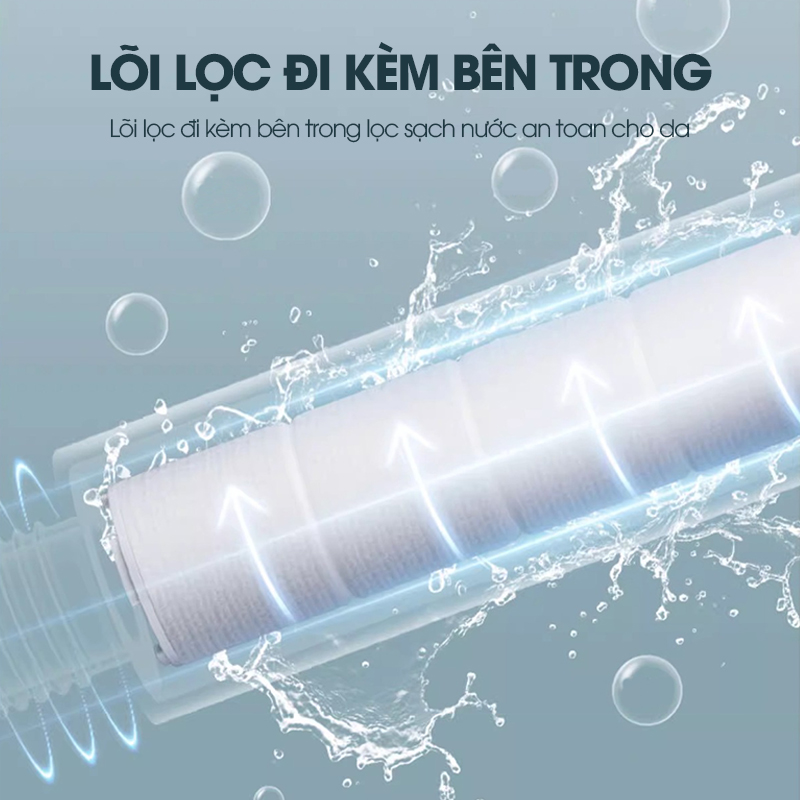 Bộ vòi sen điều áp 5 chế độ LH-9008 nhựa ABS cao cấp, lắp được cho nước nóng lạnh, có lõi lọc + dây ống 1.5m và giá đỡ