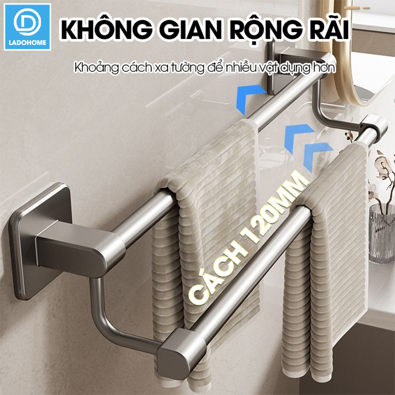 Giá treo khăn nhà tắm LD-5282 hợp kim nhôm không rỉ