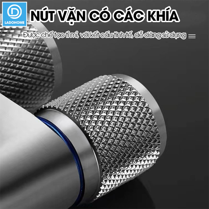 Van chia nước đầu nguồn 2 đầu ra có khóa độc lập LD-9105, inox 304 mạ điện cao cấp bóng đẹp không rỉ