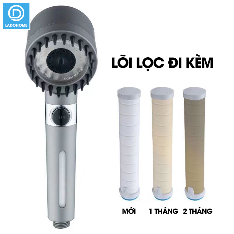 Vòi lá sen, vòi hoa sen kèm bộ lọc cao cấp LD-9010, 3 chế độ nước kèm nút gạt khóa nước tiện lợi
