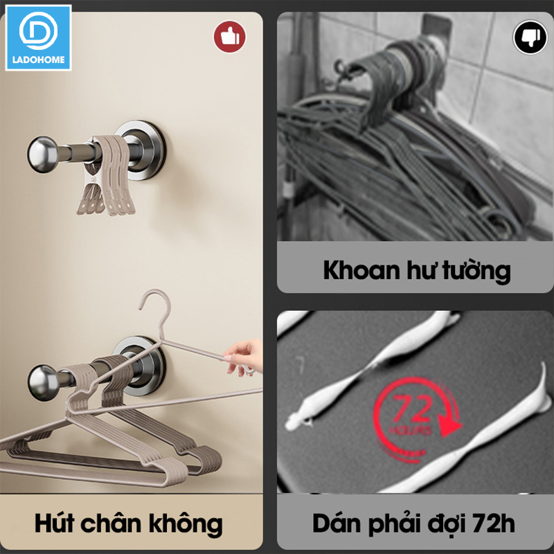 Giá treo móc quần áo hút chân không LD-4105, có thể kéo dài hoặc thu gọn dùng đê trên móc quần áo rất tiện và dễ lắp đặt