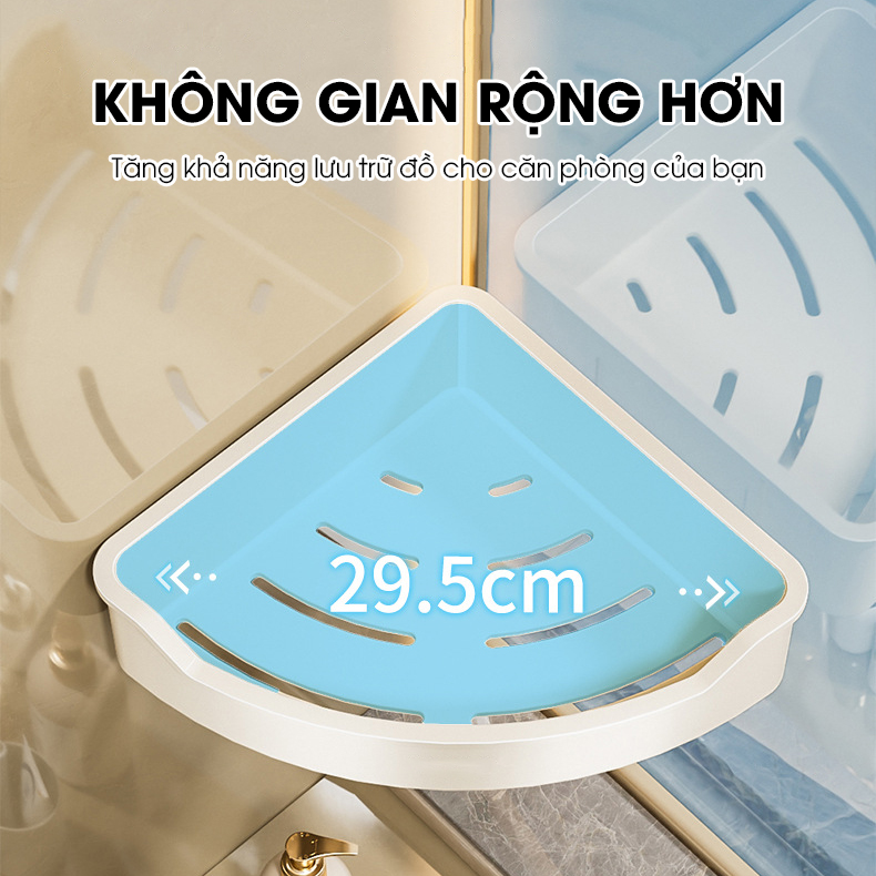 Kệ góc tường treo nhà tắm nhà bêp LD-6101, nhựa ABS siêu cứng cáp và bền bỉ