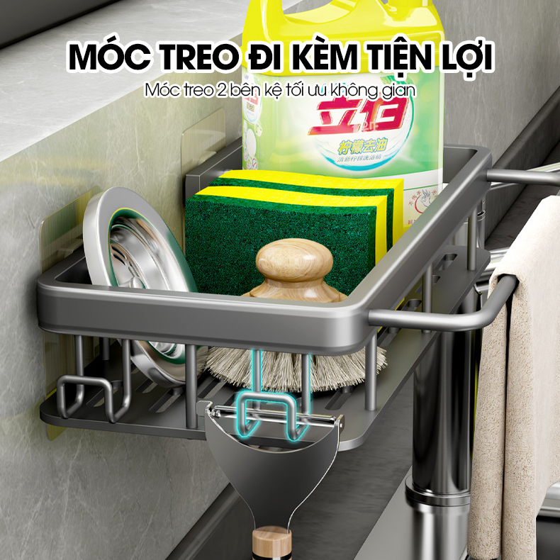 Kệ treo bồn rửa chén, kệ để nước rửa chén giẻ rửa bát nhà bếp LH-2232 Nhôm Anod không rỉ