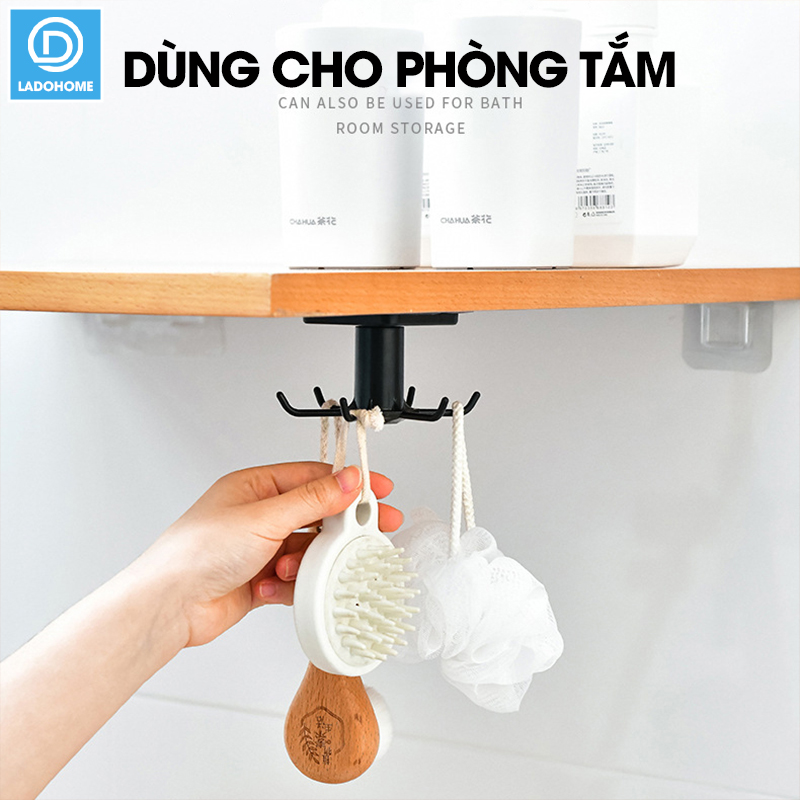 Móc xoay treo muỗng thìa nhà bếp, móc treo bếp, móc dán tường D1848