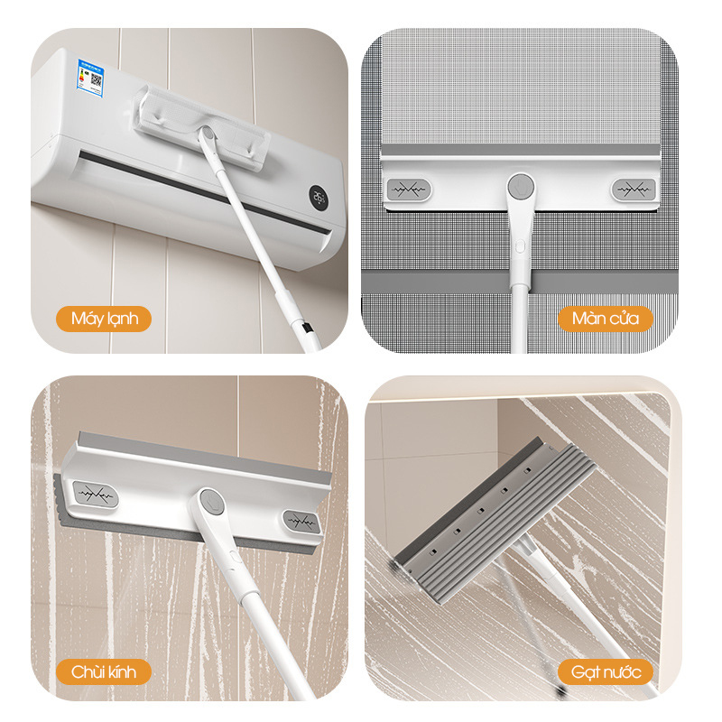 Cây lau kính, gạt chùi kính 2 trong 1 cán dài điều chỉnh tối đa 1.3 mét LH-8838