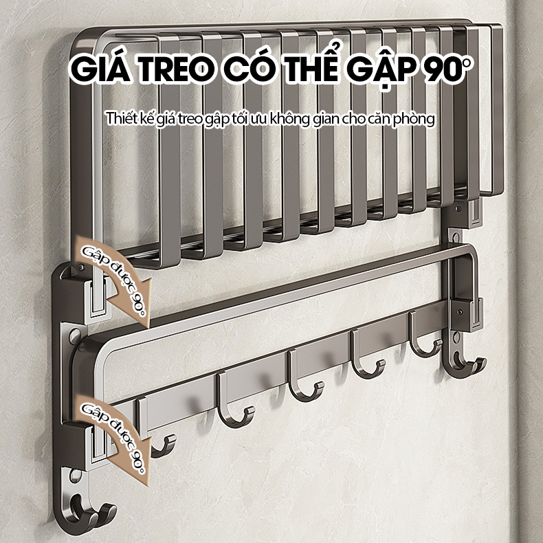 Giá treo khăn đa năng, kệ để khăn tắm gấp gọn SQ-6244 Nhôm Anod không rỉ
