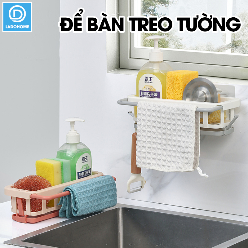 Kệ để dụng cụ rửa chén, giá để nước rửa chén bát treo tường có khay hứng nước LD-2468