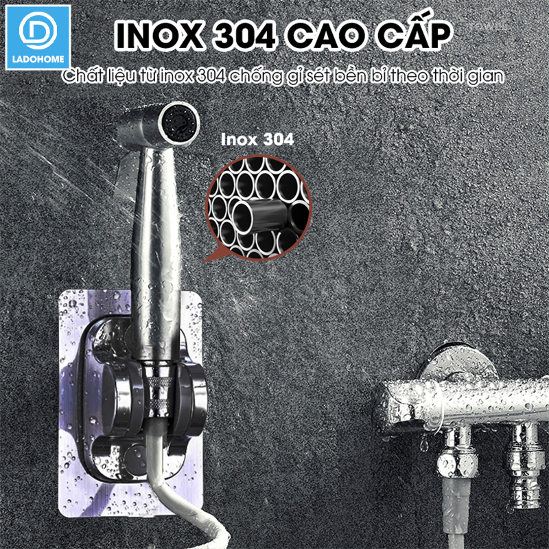 Vòi xịt toilet, vòi xịt vệ sinh phòng tắm cao cấp INOX304 LH-9423 + tặng kèm giá đỡ, ống dây lò xo 3 mét chất lượng cao