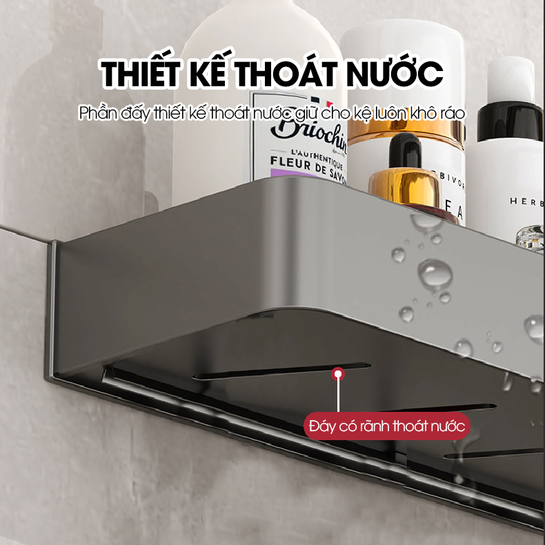 Kệ dán tường LH-5750 nhà tắm nhà bếp Bathroom Kitchen Nhôm Anod không rỉ + tặng kèm keo dán, tắt kê và vít