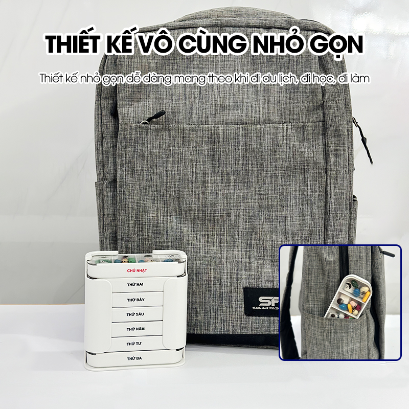 Hộp chia thuốc 7 ngày 4 buổi LH-2039 sáng trưa chiều tối nhựa ABS bền đẹp an toàn tiện dụng mang đi làm, đi du lịch, ...