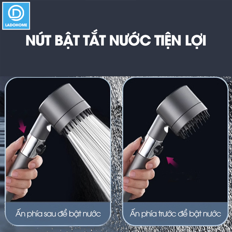 Bộ vòi sen điều áp 3 chế độ kèm lõi lọc LH-9005 + bao gồm giá đỡ và ống nối 1.5m