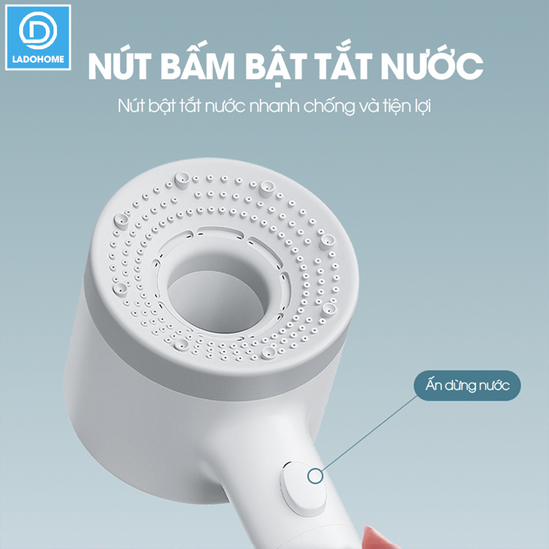 Bộ vòi sen điều áp 5 chế độ LH-9008 nhựa ABS cao cấp, lắp được cho nước nóng lạnh, có lõi lọc + dây ống 1.5m và giá đỡ