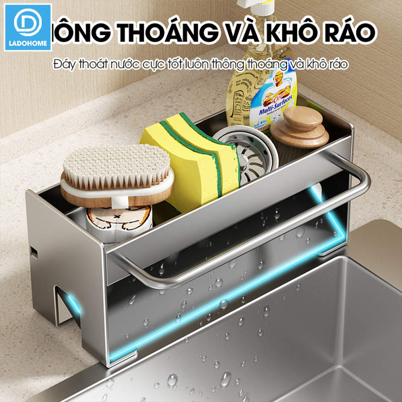Kệ để đồ rửa chén, nước rửa chén bát, giẻ lau để bồn rửa LH-2345 thép carbon sơn nhiệt chống rỉ sét
