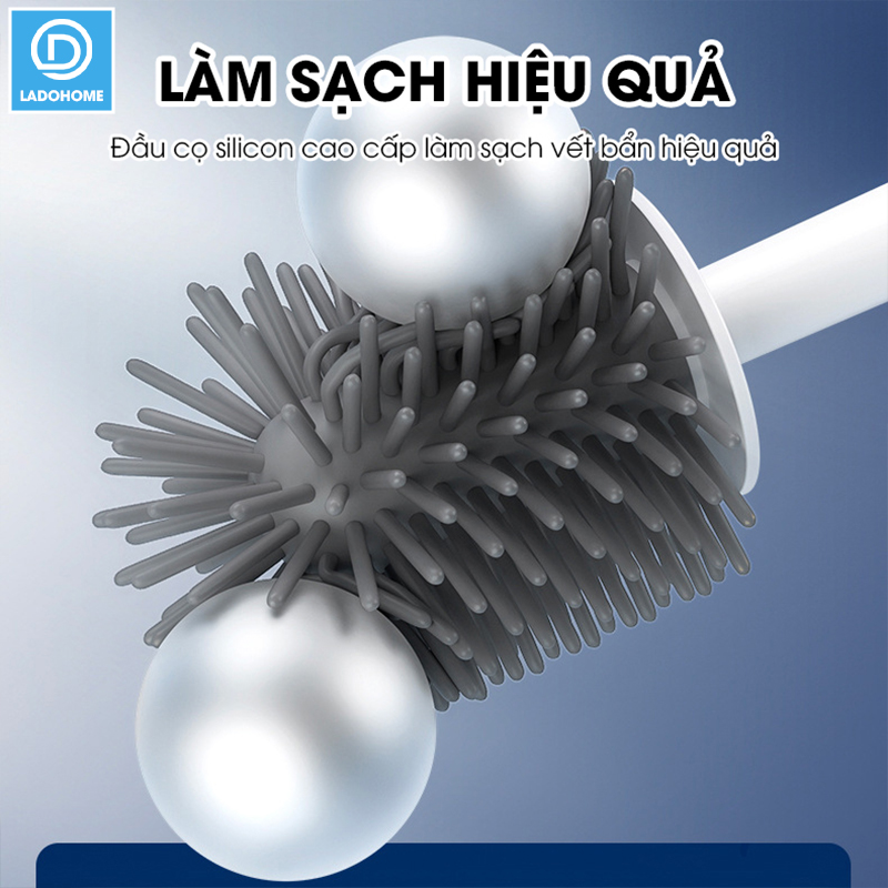 Cọ chà bồn cầu, bàn chải toilets nhà vệ sinh đầu silicon 2 trong 1 LH-8675, với đầu cọ linh hoạt len lõi mọi ngóc ngách