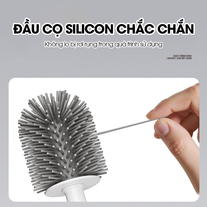 Cọ chà vệ sinh bồn cầu cán dài silicon gắn tường MT14 + tặng kèm kẹp gắp lông tóc