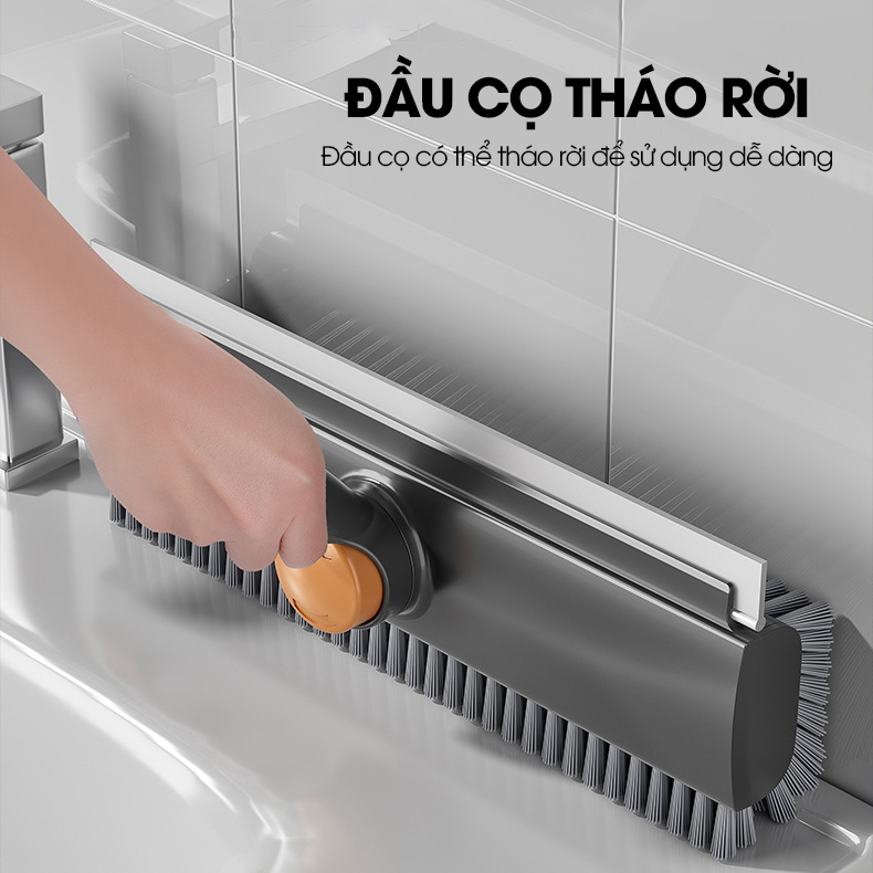 Cây chà sàn C16, chổi chà cọ sàn và gạt nước 2 trong 1, phiên bản nâng cấp với mặt bàn chải mở rộng chữ V chà mọi góc nghách