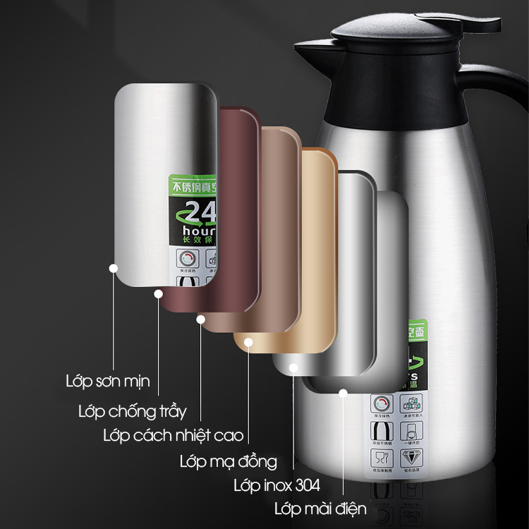Bình giữ nhiệt 2L LD-2425 Inox 304 giữ nhiệt 24h, bình giữ nhiệt gia đình, ký túc xá sinh viên